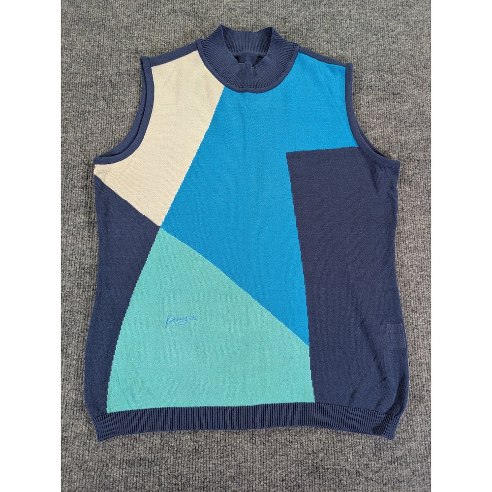 Ping Golf Sweater Vest Blue Geometric Colorblock Mock Neck PLR22SW167 Women's 95